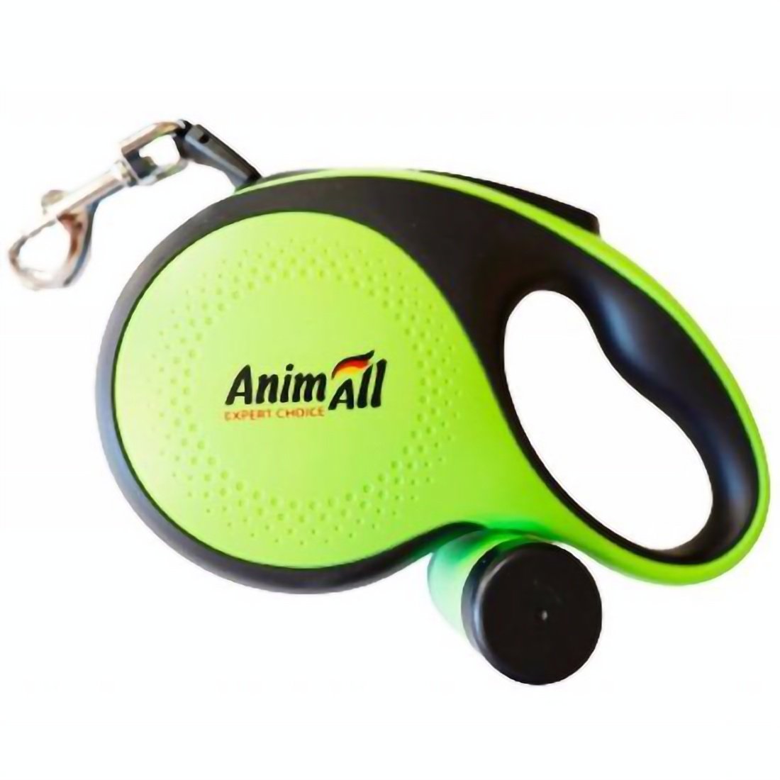 Повідець-рулетка AnimAll з диспенсером, М, до 30 кг, 5 м, зелений з чорним - фото 1