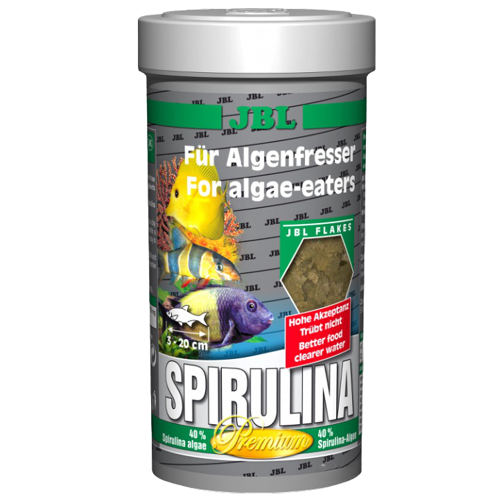Премиум корм для растительноядных пресноводных и морских рыб JBL Spirulina, 250 мл - фото 1