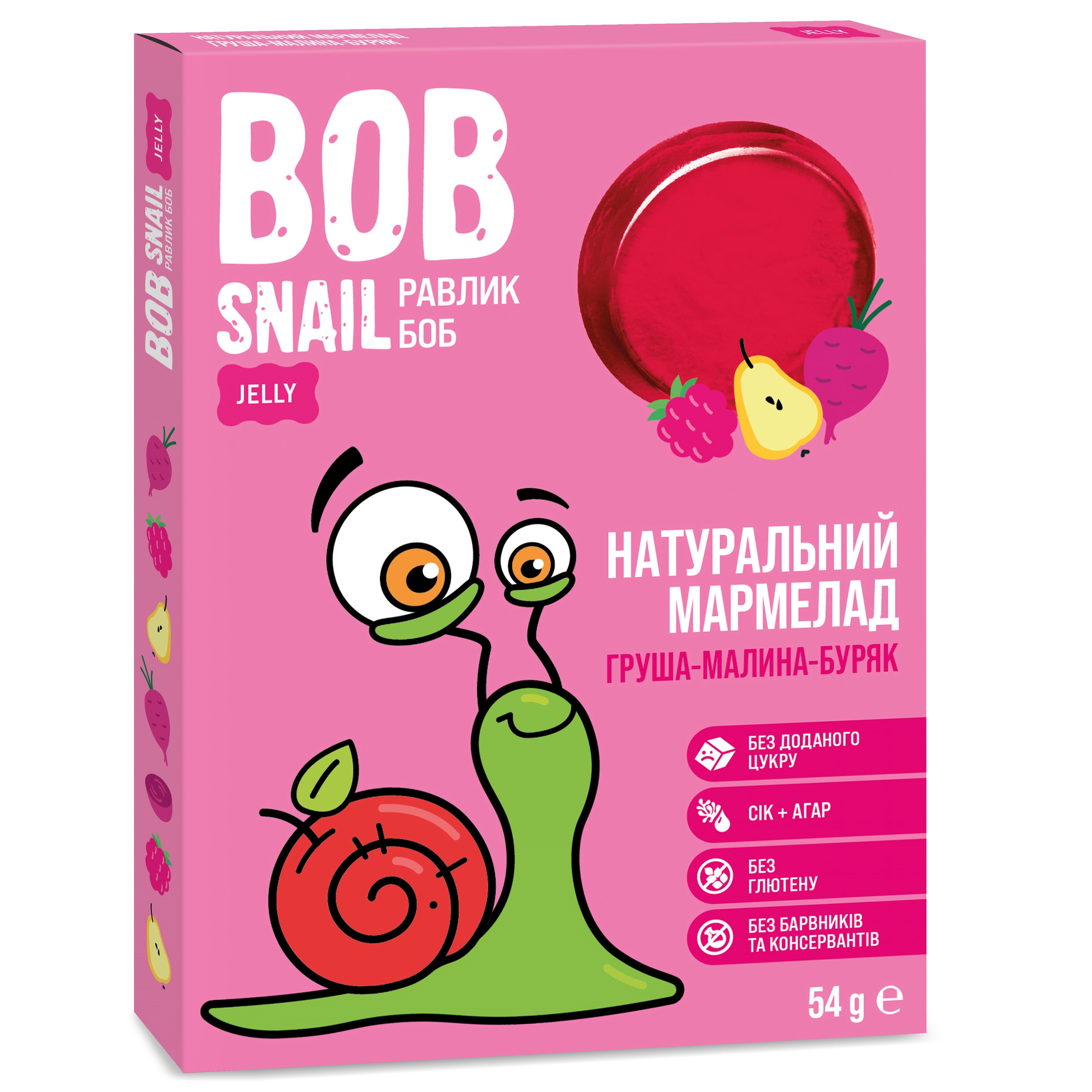 Натуральний мармелад Bob Snail Груша-Малина-Буряк 54 г - фото 1
