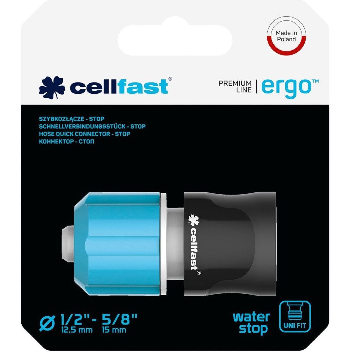 Коннектор для шланга Cellfast Ergo 1/2" - 5/8" аква-стоп (53-120) - фото 2