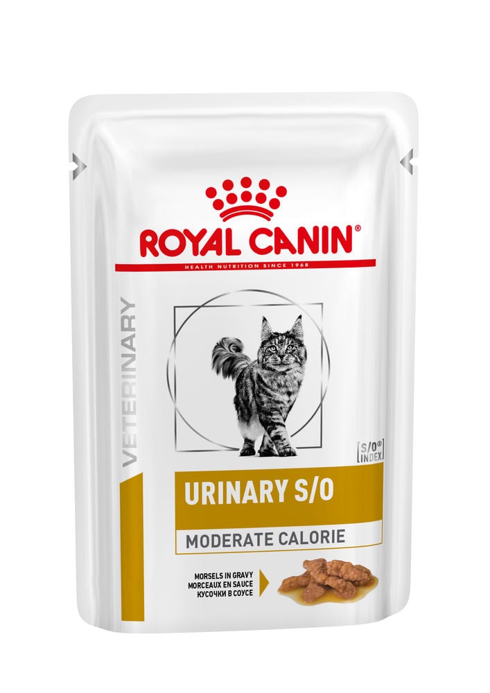 Вологий корм для дорослих котів при захворюваннях нижніх сечовивідних шляхів і схильності до зайвої ваги Royal Canin Urinary S/O Moderate Calorie, з шматочками в соусі, 85 г - фото 1