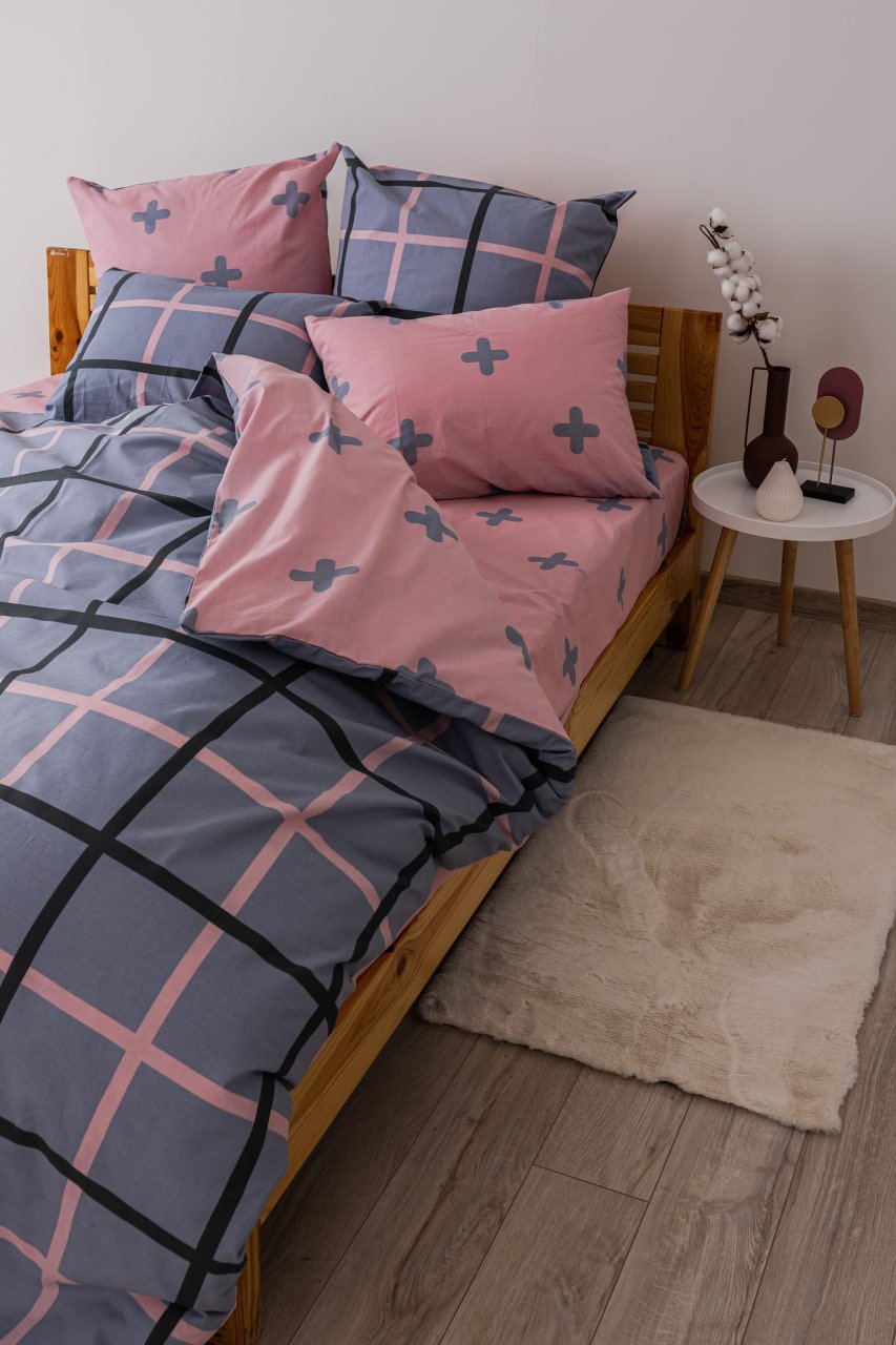Комплект постельного белья ТЕП Happy Sleep 331 Pincky Line семейный cерый c розовым (2-03797_24968) - фото 5
