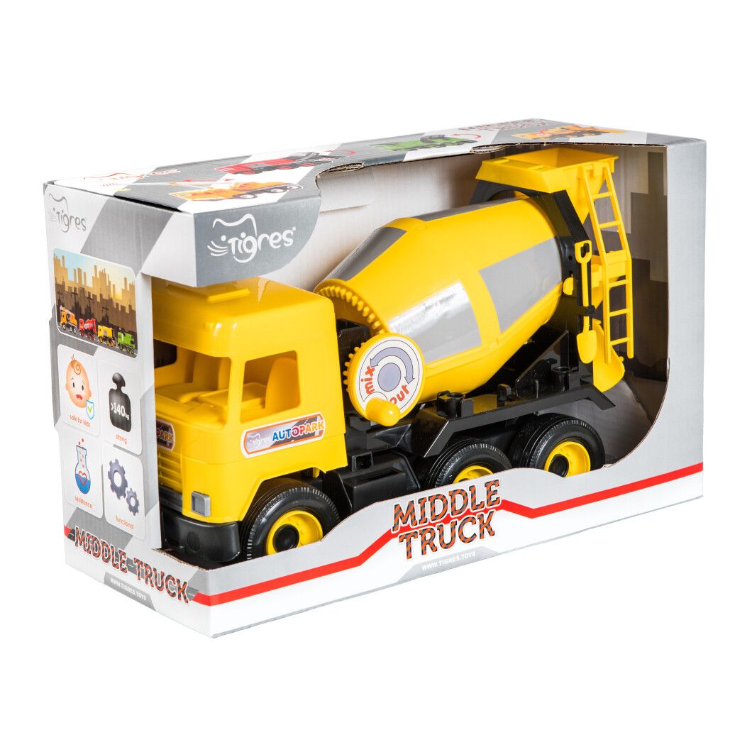 Машинка Tigres Middle Truck Бетонозмішувач жовта (39493) - фото 3