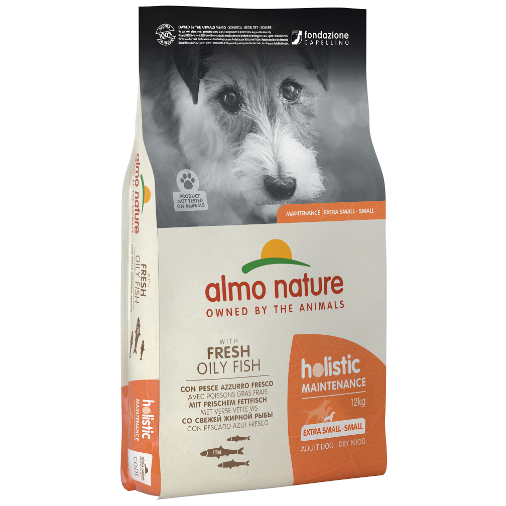 Сухий корм для дорослих собак малих порід Almo Nature Holistic Dog, XS-S, зі свіжою жирною рибою, 12 кг (723) - фото 1