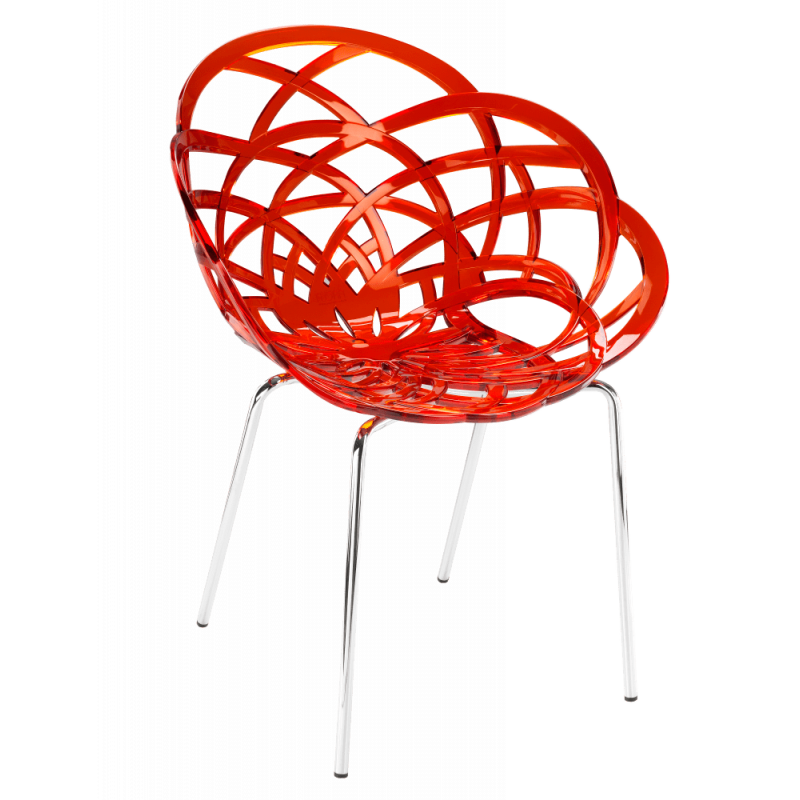 Крісло Papatya Flora-ML, прозоро-червоне сидіння, ніжки хром (286299) - фото 1