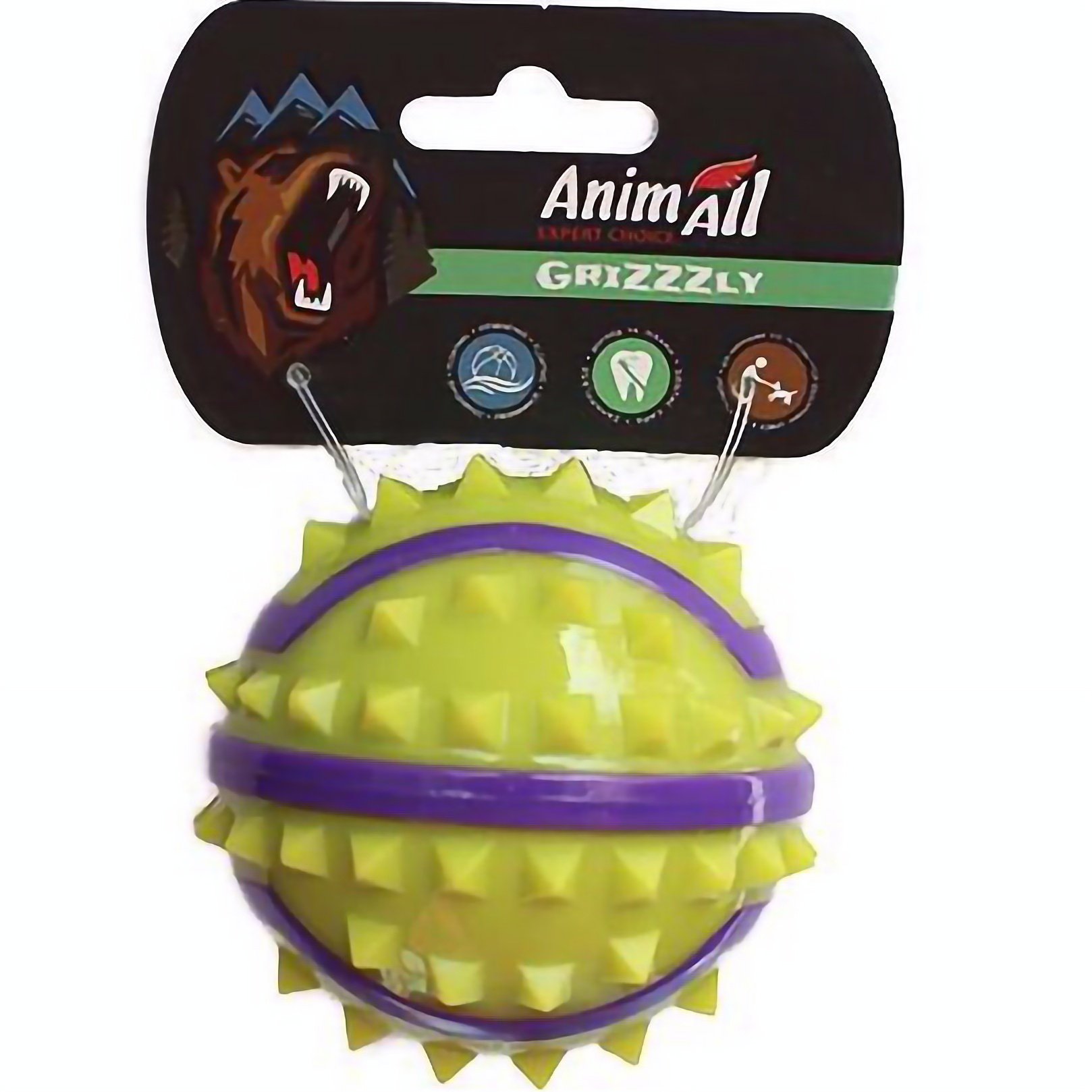 Игрушка для собак AnimAll Fun AGrizZzly Мяч с шипами M желтая - фото 1