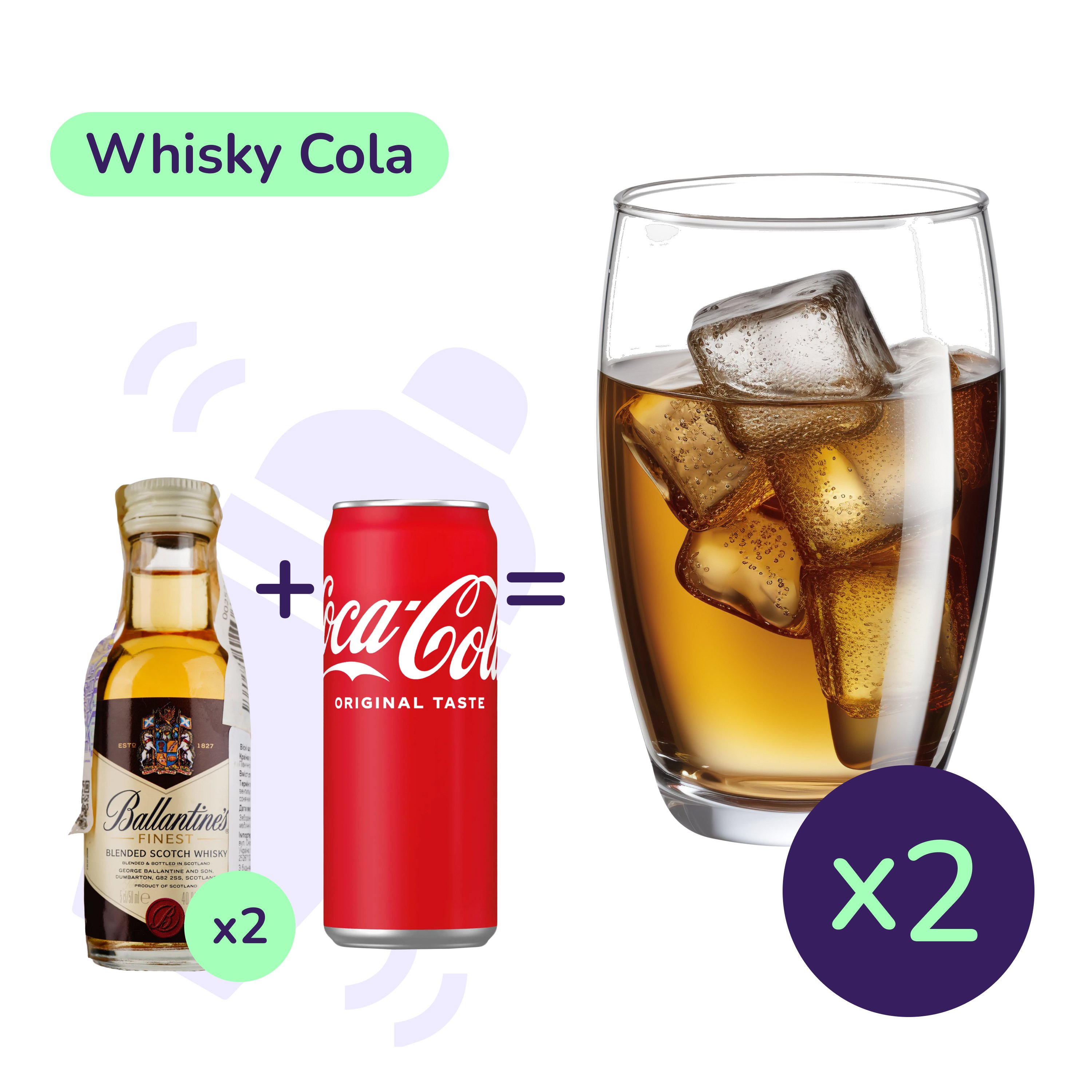 Коктейль Whisky Cola (набір інгредієнтів) х2 на основі Ballantine's - фото 1