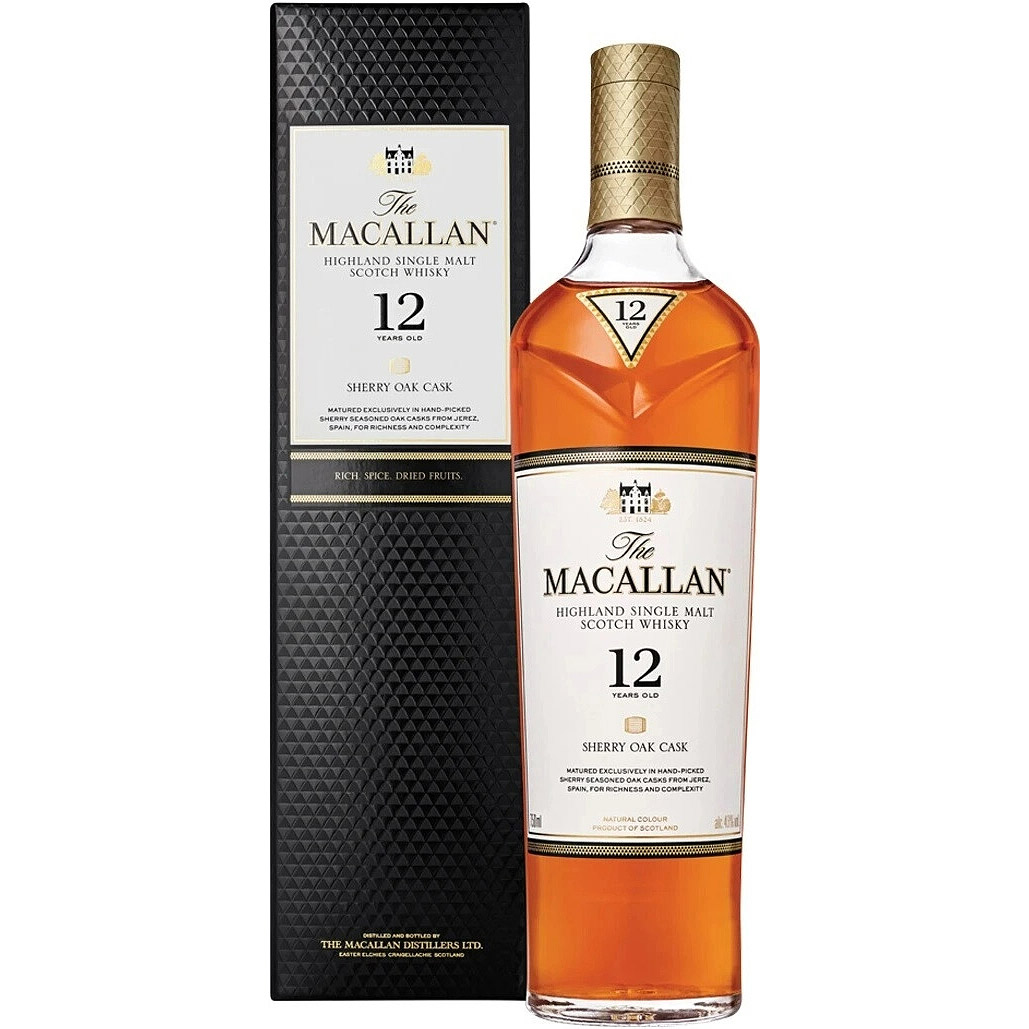 Виски The Macallan Sherry Oak Cask 12 yo Highland Single Malt Scotch Whisky 40% 0.7 л в коробке - фото 1