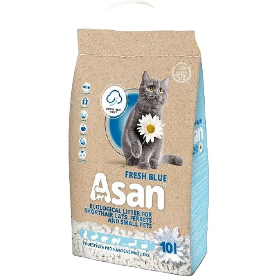 Экологический наполнитель для кошачьих туалетов Asan целлюлоза голубой 10 л - фото 1
