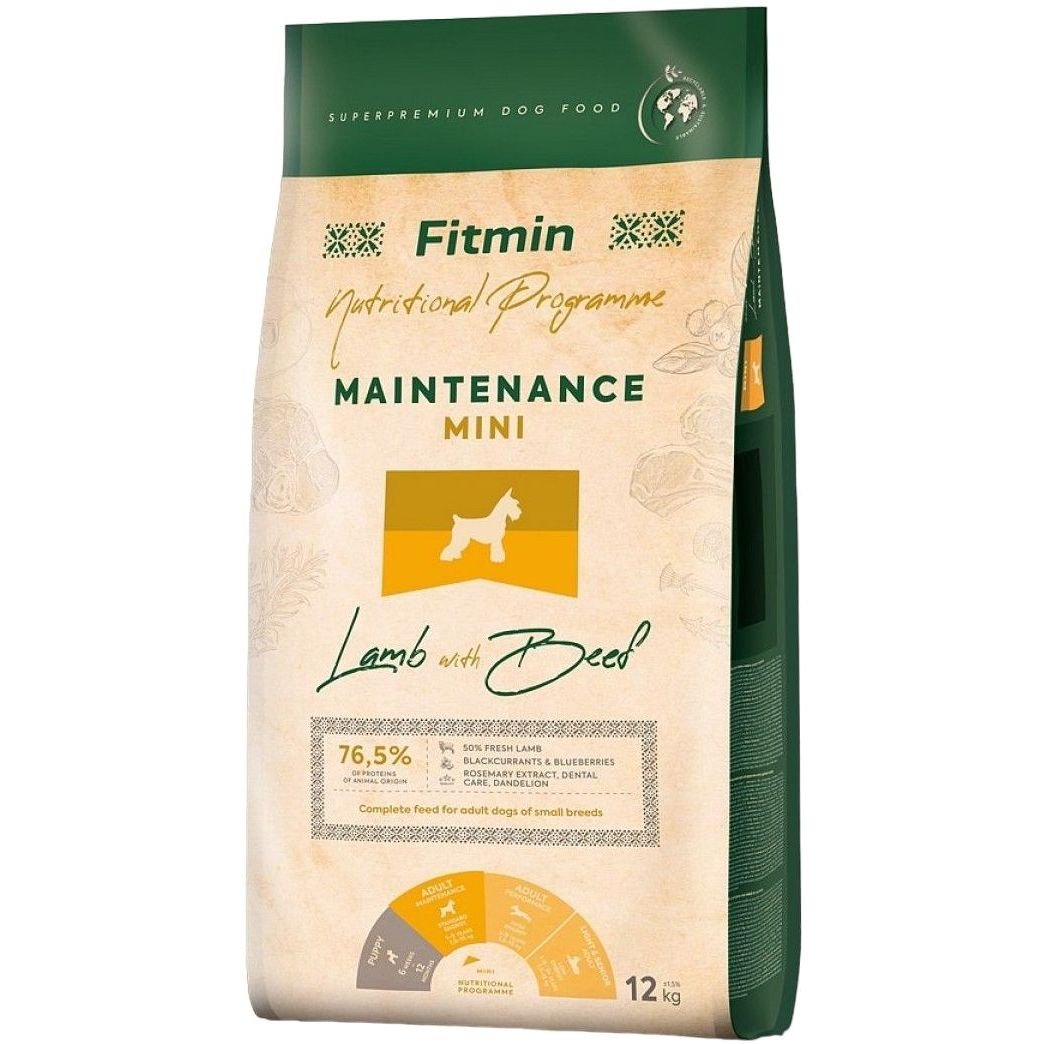 Сухой корм для собак Fitmin dog Mini Maintenance Lamb & Beef 12 кг - фото 1