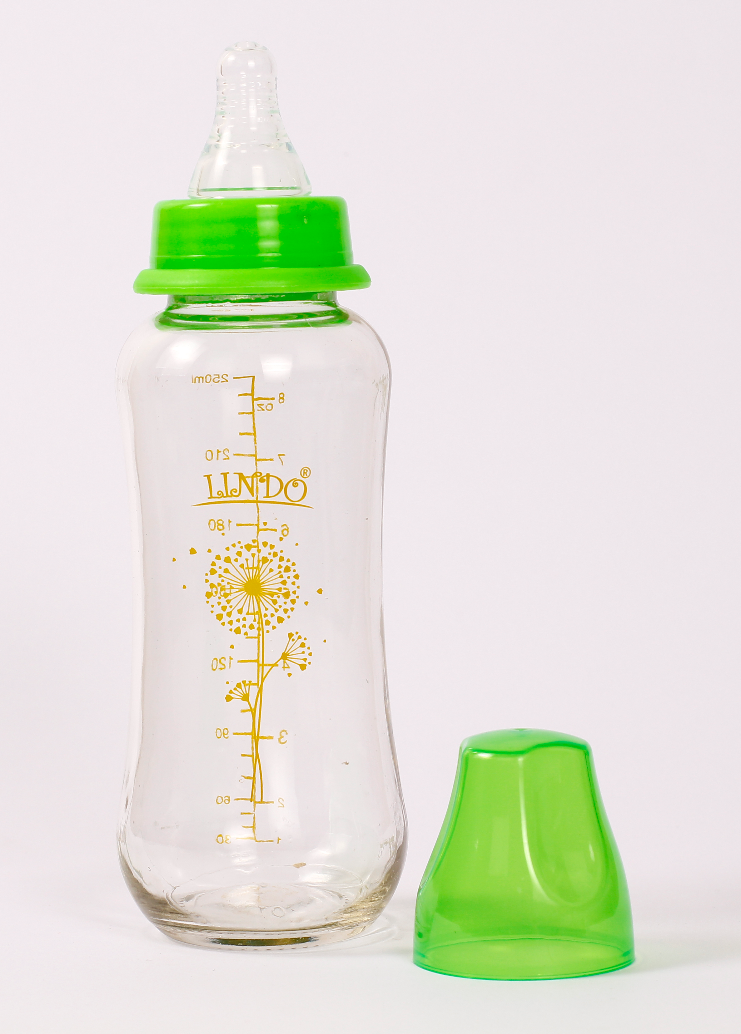 Скляна пляшечка для годування Lindo Next to Nature, вигнута, 250 мл, зелений (Pk 1010 зел) - фото 2