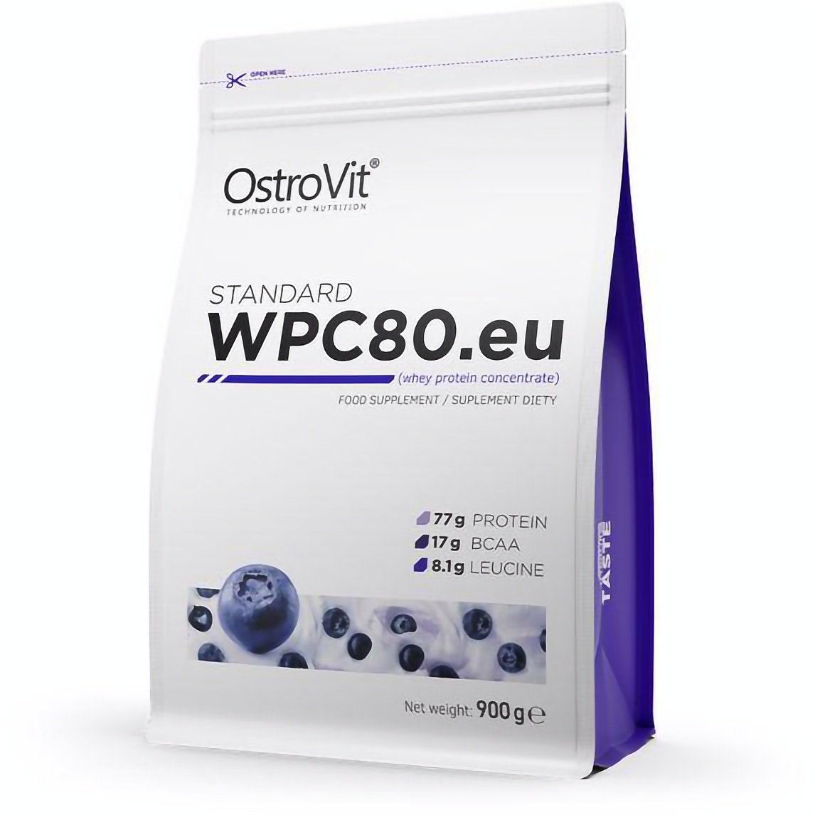 Протеин OstroVit Standaed WPC80.eu Blueberry Yoghurt 900 г - фото 1