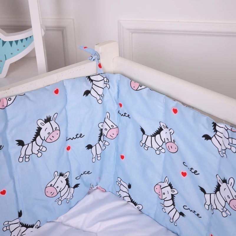 Сплошной бортик в кроватку MirSon Kids Time 20-0037 Cute blue zebra 30х180 см (2200009665547) - фото 4