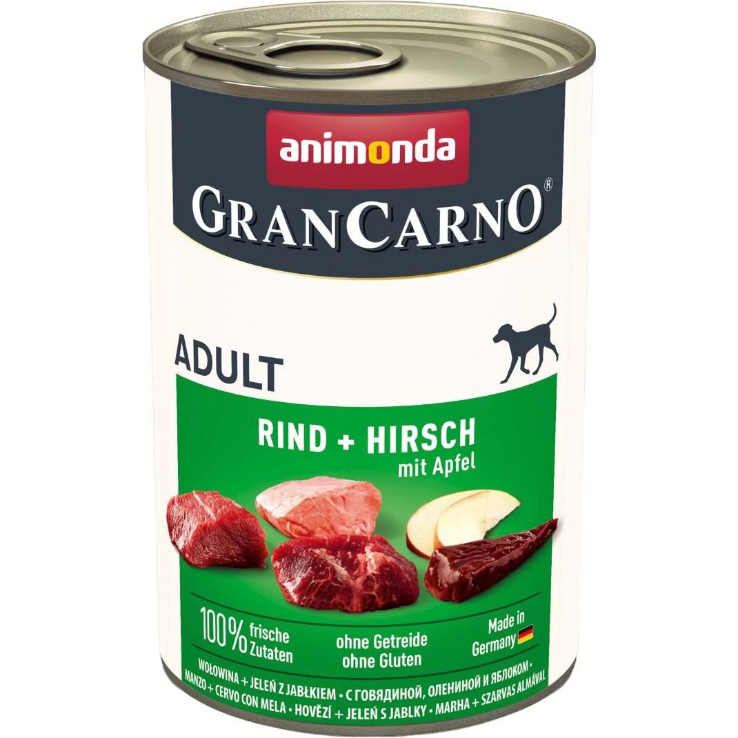 Влажный беззерновой корм для собак Animonda GranCarno Adult Beef + Deer with Apple, с говядиной, олениной и ябоком, 400 г - фото 1