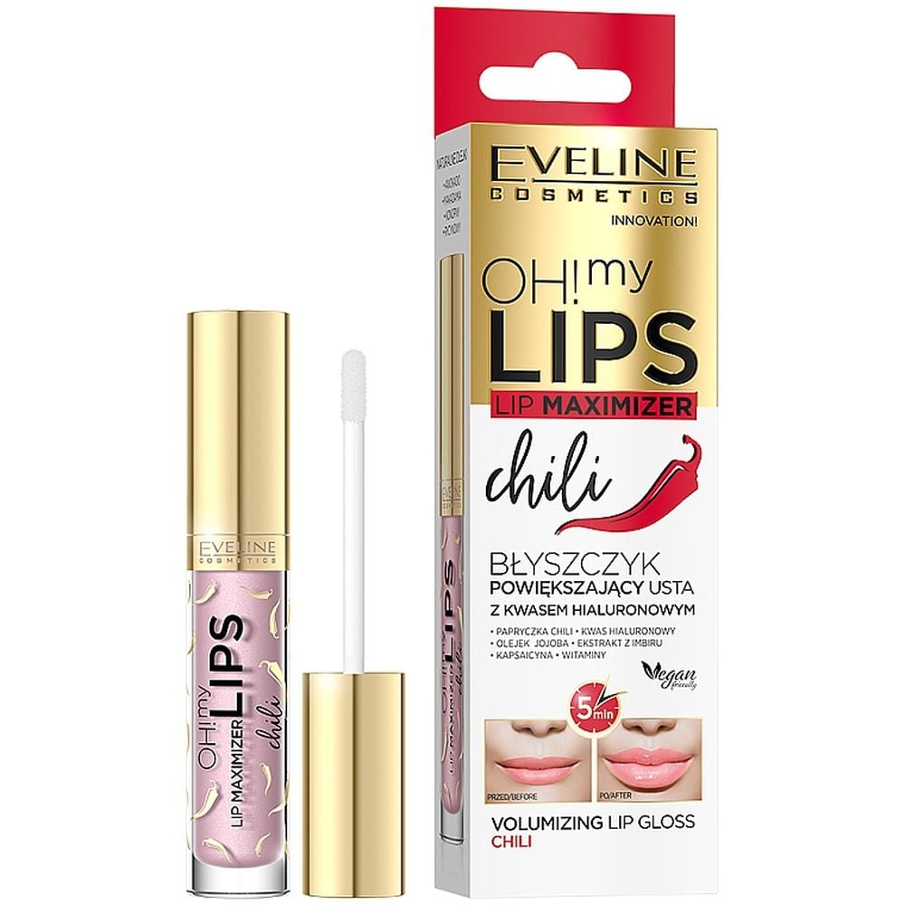Блеск для губ Eveline Cosmetics OH! My Lips Lip Maximizer Chili Перец чили с эффектом увеличения 4.5 мл (LBL4OHMYCH) - фото 1