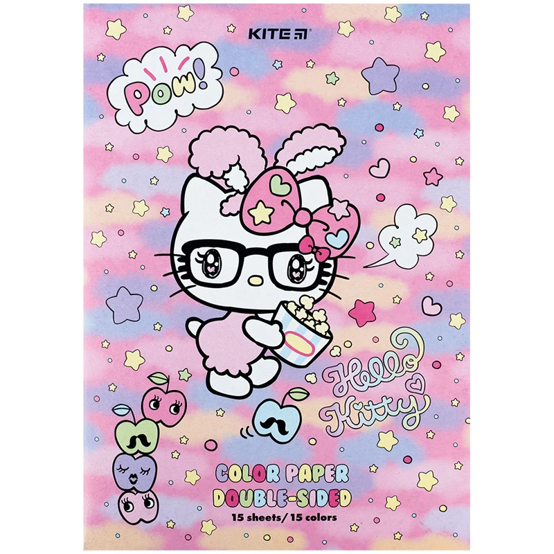 Папір кольоровий Kite Hello Kitty двосторонній А4 15 аркушів (HK24-250) - фото 1