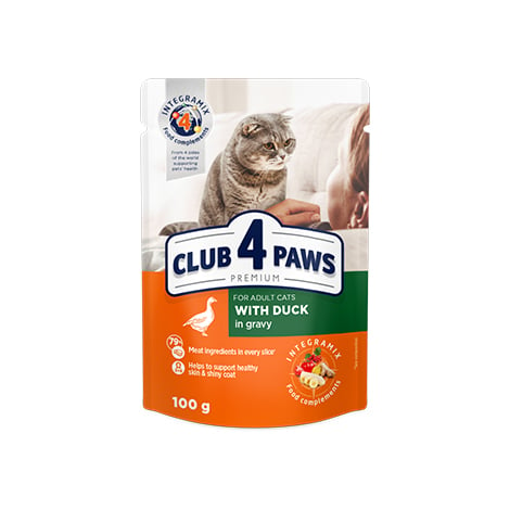Влажный корм для кошек Club 4 Paws Premium утка в соусе, 100 г - фото 1
