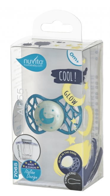 Силіконова симетрична пустушка Nuvita Air55 Cool Місяць, світиться в темряві, 0+ міс., бірюзовий (NV7065GE) - фото 4