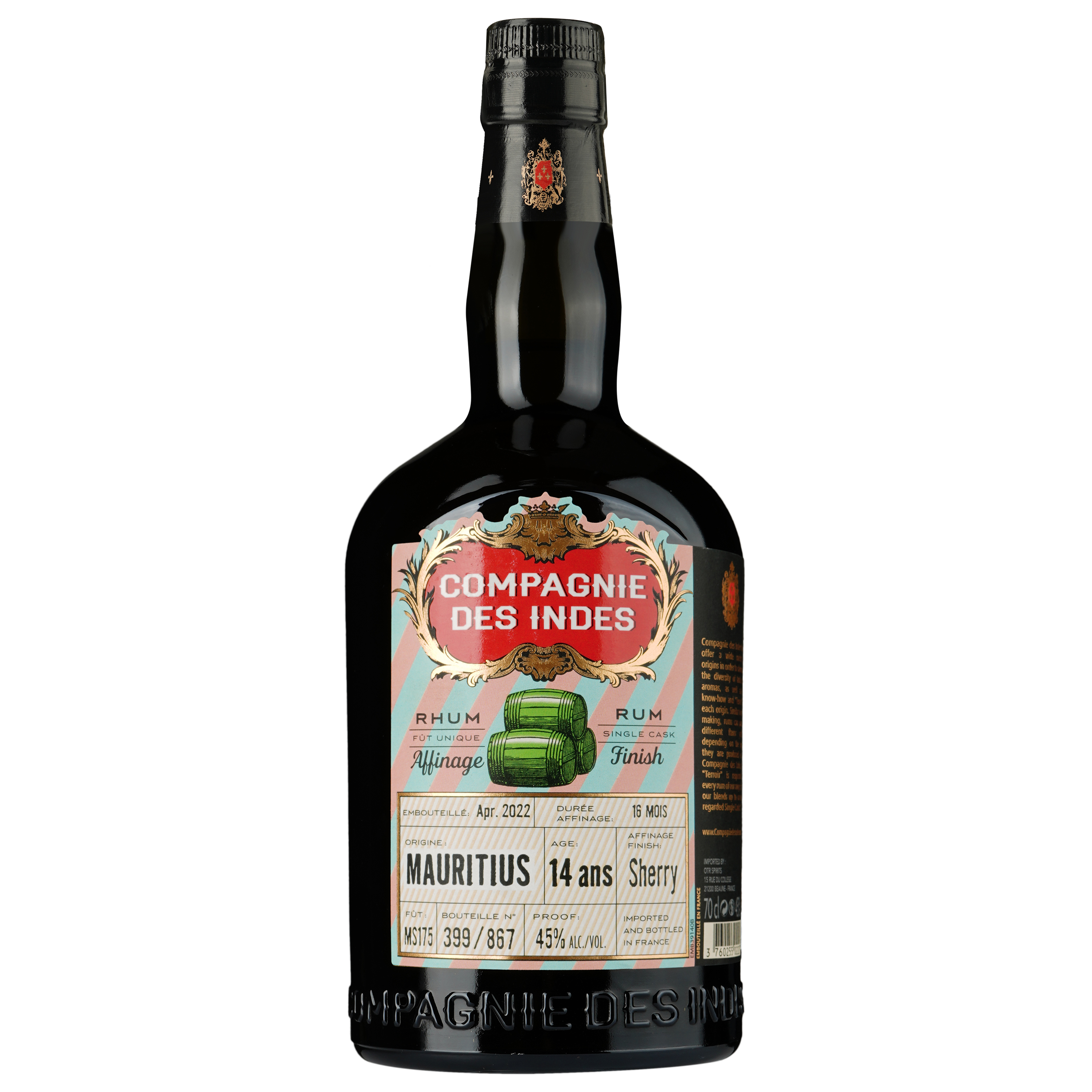 Ром Compagnie des Indes Single Cask Mauritius Sherry, 45%, 0,7 л, в подарочной упаковке - фото 2