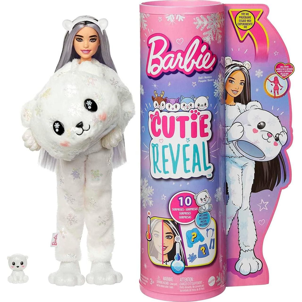 Кукла Barbie Cutie Reveal Зимний блеск в костюме медведя, 30 см (HJL64) - фото 1