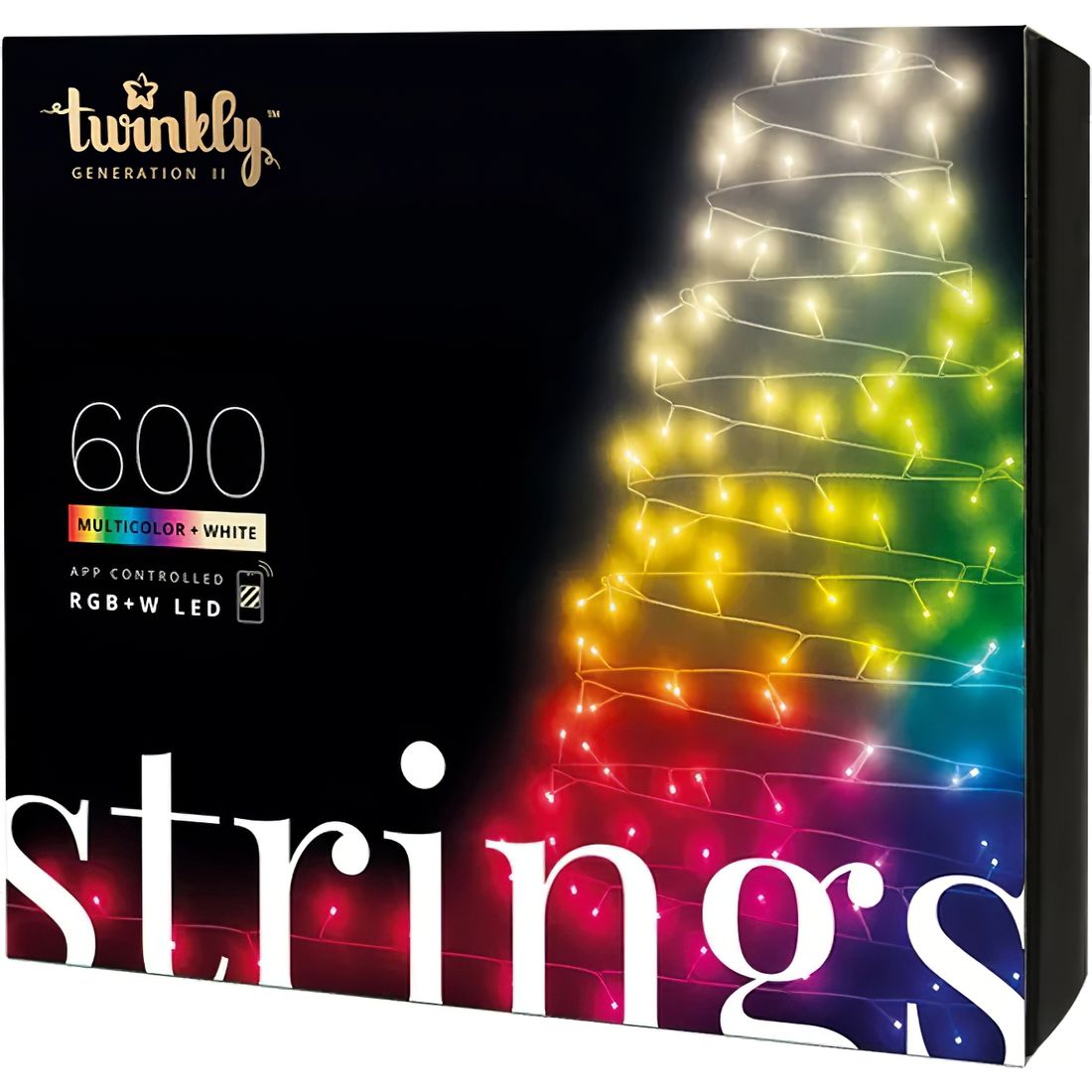 Гирлянда Twinkly Smart LED Strings RGBW 600 Gen II IP44, 48 м черная (TWS600SPP-BEU) - фото 1