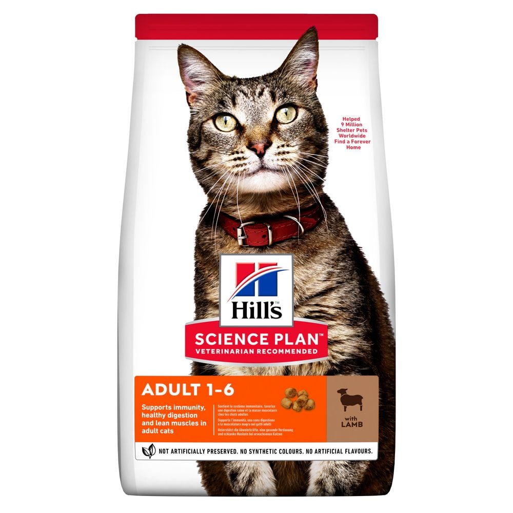 Сухой корм для взрослых кошек Hill's Science Plan Adult, с ягненком, 3 кг (604067) - фото 1