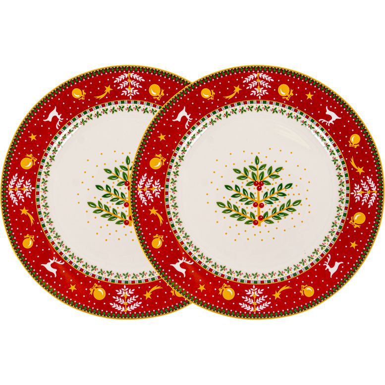 Фото - Тарілка Lefard Набір тарілок  Різдвяна колекція 19 см 2 шт. червоний  (924-820)