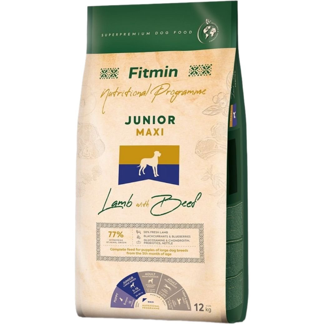 Сухий корм для собак Fitmin Nutrition Programme Maxi Junior Lamb with Beef 12 кг - фото 1
