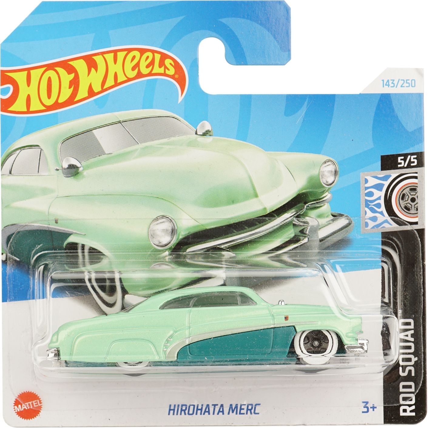 Базовая машинка Hot Wheels Rod Squad Hirohata Merc зеленая (5785) - фото 1