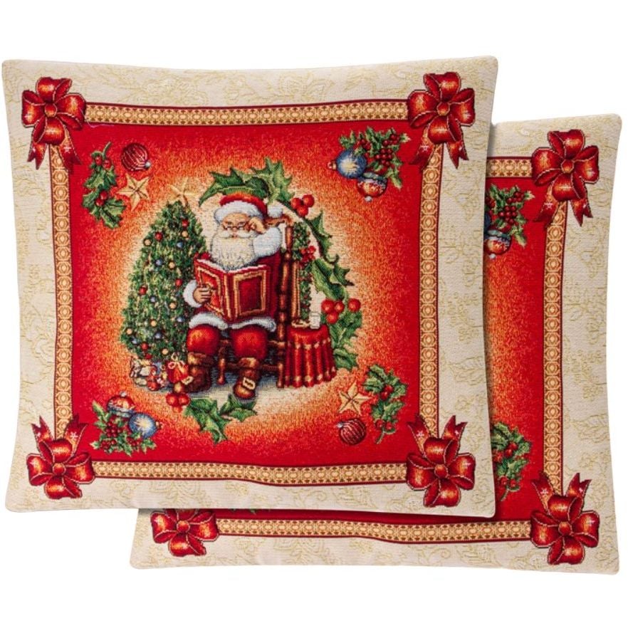 Наволочка новорічна Lefard Home Textile Christmas гобеленова з люрексом, 45х45 см (732-238) - фото 1