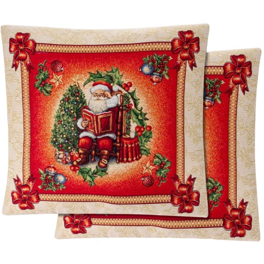 Наволочка новогодняя Lefard Home Textile Christmas гобеленовая с люрексом, 45х45 см (732-238) - фото 1