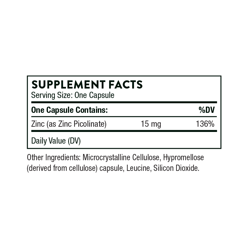 Пиколинат цинка усиленный Thorne Research Zinc Picolinate 30 мг 180 капсул - фото 2