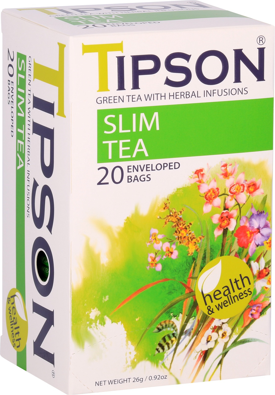 Асорті із зеленого чаю та трав'яних настоїв Tipson Wellness Slim Tea, 20 пакетиків, 26 г (828022) - фото 1