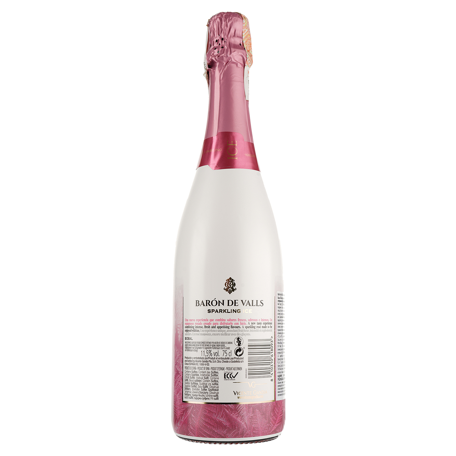 Вино игристое Baron de Valls Ice Sparkling Rose, розовое, полусухое, 10%, 0,75 л - фото 2