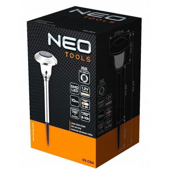 Светильник столбик Neo Tools LED автономный с датчиком сумерек 43 см (99-084) - фото 4