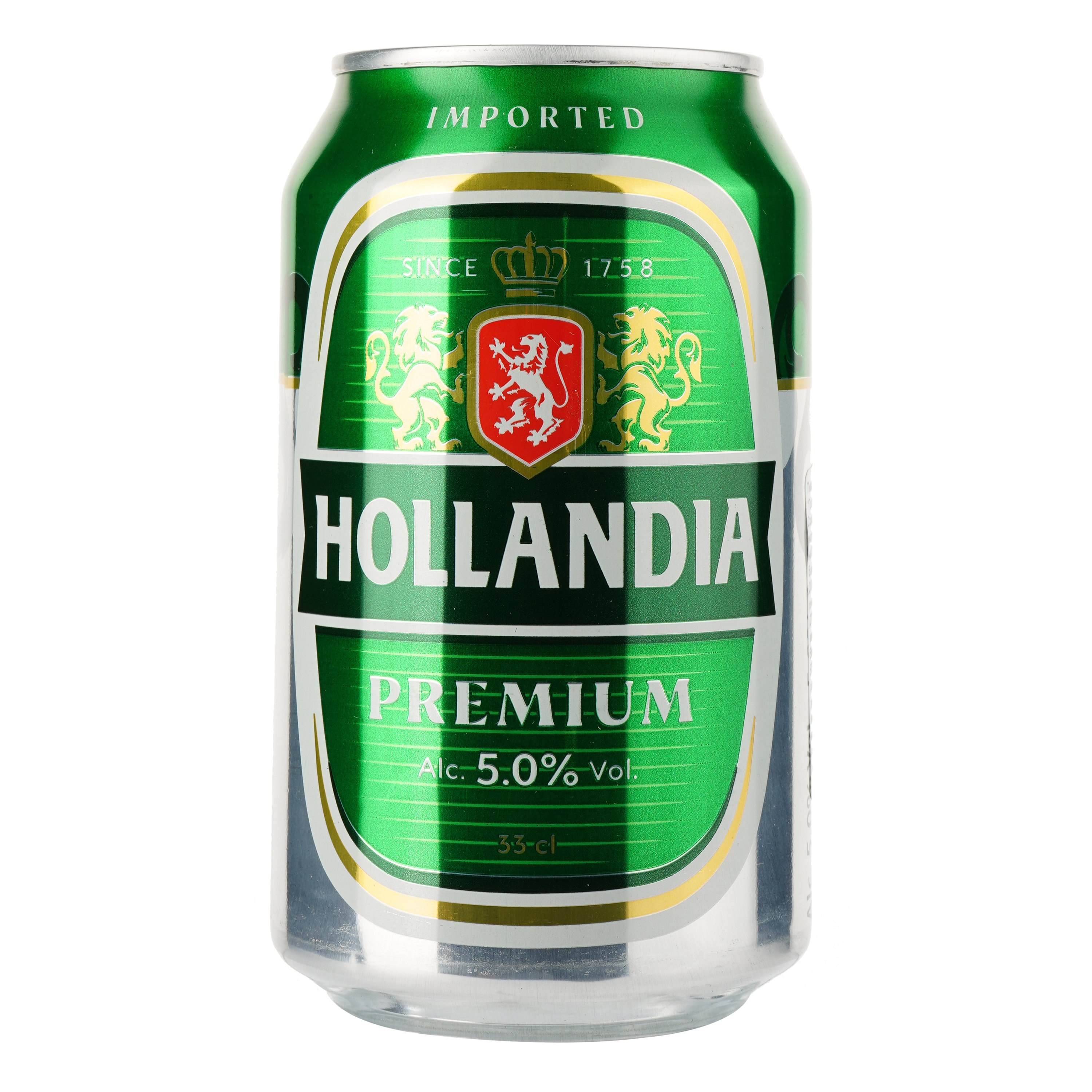 Пиво Hollandia, светлое, фильтрованное, 4,7%, ж/б, 0,33 л - фото 1