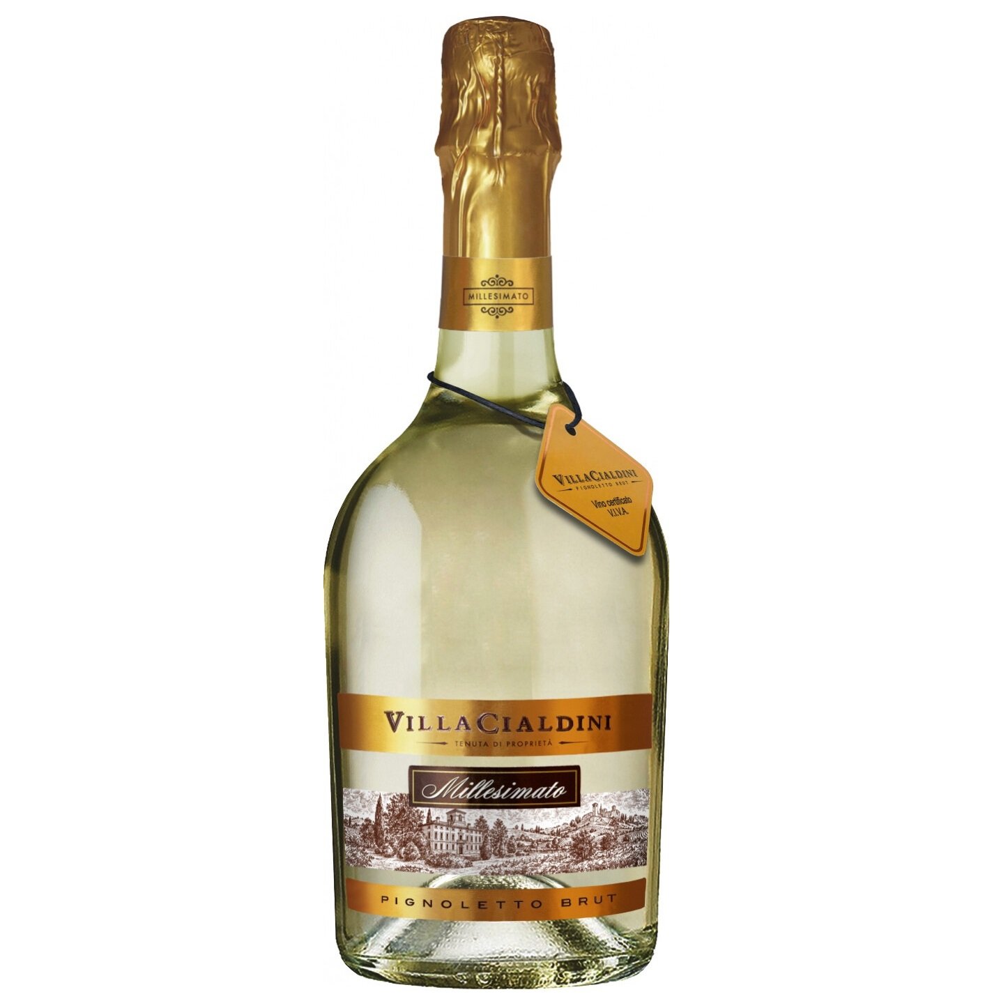 Вино игристое Cleto Chiarli Pignoletto Brut Villa Cialdini, белое, брют, 0,75 л (45511) - фото 1