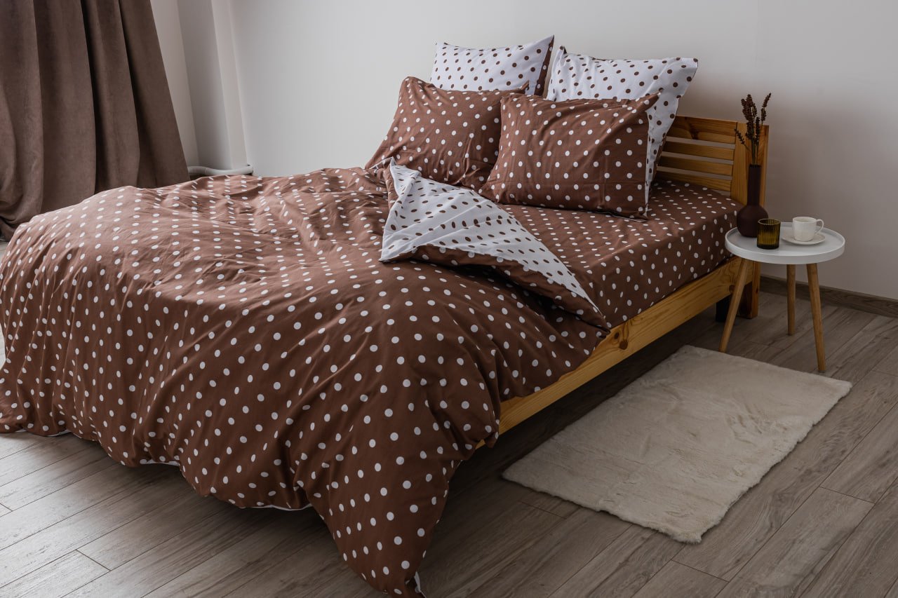 Комплект постельного белья ТЕП Happy Sleep Cappuccino Dots полуторный коричневый с белым (2-03794_25127) - фото 2