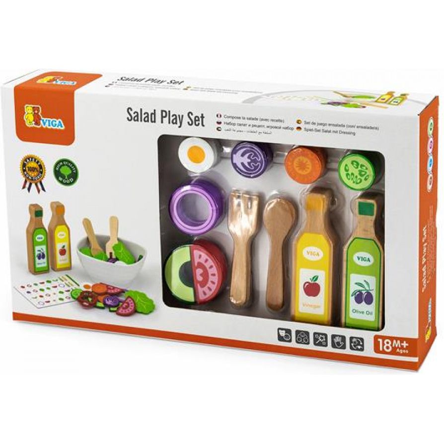 Іграшкові продукти Viga Toys Набір для салату з дерева (51605) - фото 2