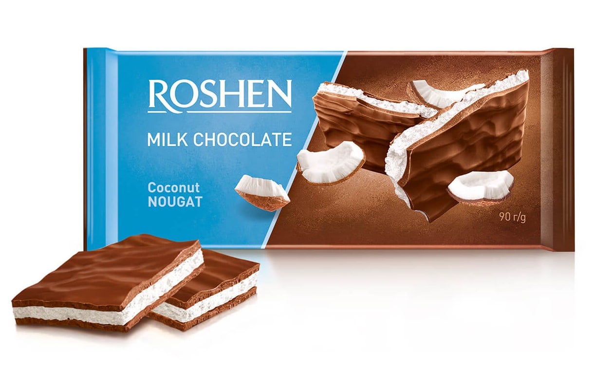 Шоколад молочный Roshen с кокосовой нугой,90 г (687056) - фото 1