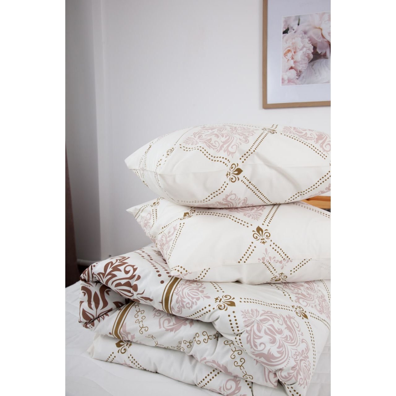 Комплект постельного белья ТЕП Happy Sleep Duo Glorius евро белый с бежевым (2-04009_26580) - фото 3