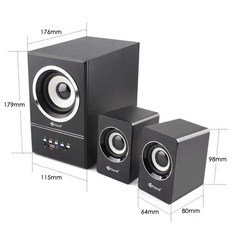 Комп'ютерні колонки Kisonli U2700BT 2.1 Bluetooth AUX Black - фото 5