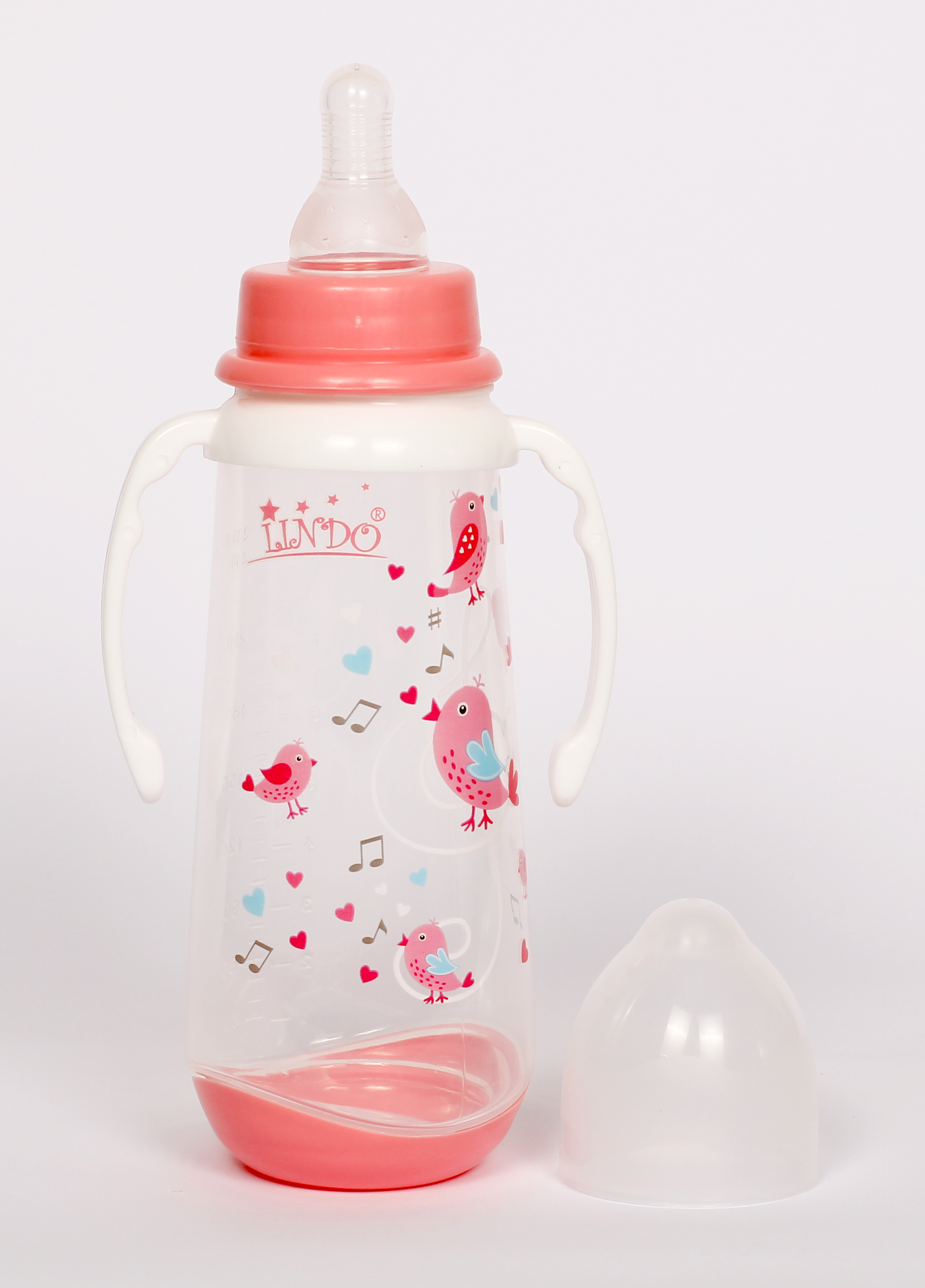 Пляшечка для годування Lindo, з ручками, 250 мл, рожевий (LI 125 роз) - фото 2