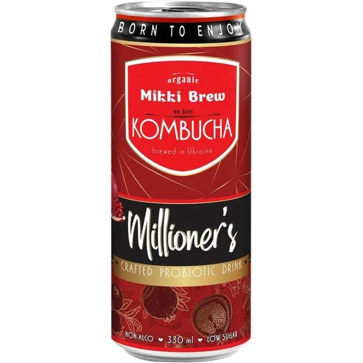 Напиток безалкогольный комбуча Mikki Brew Millioner’s ж/б 0.35 л - фото 1