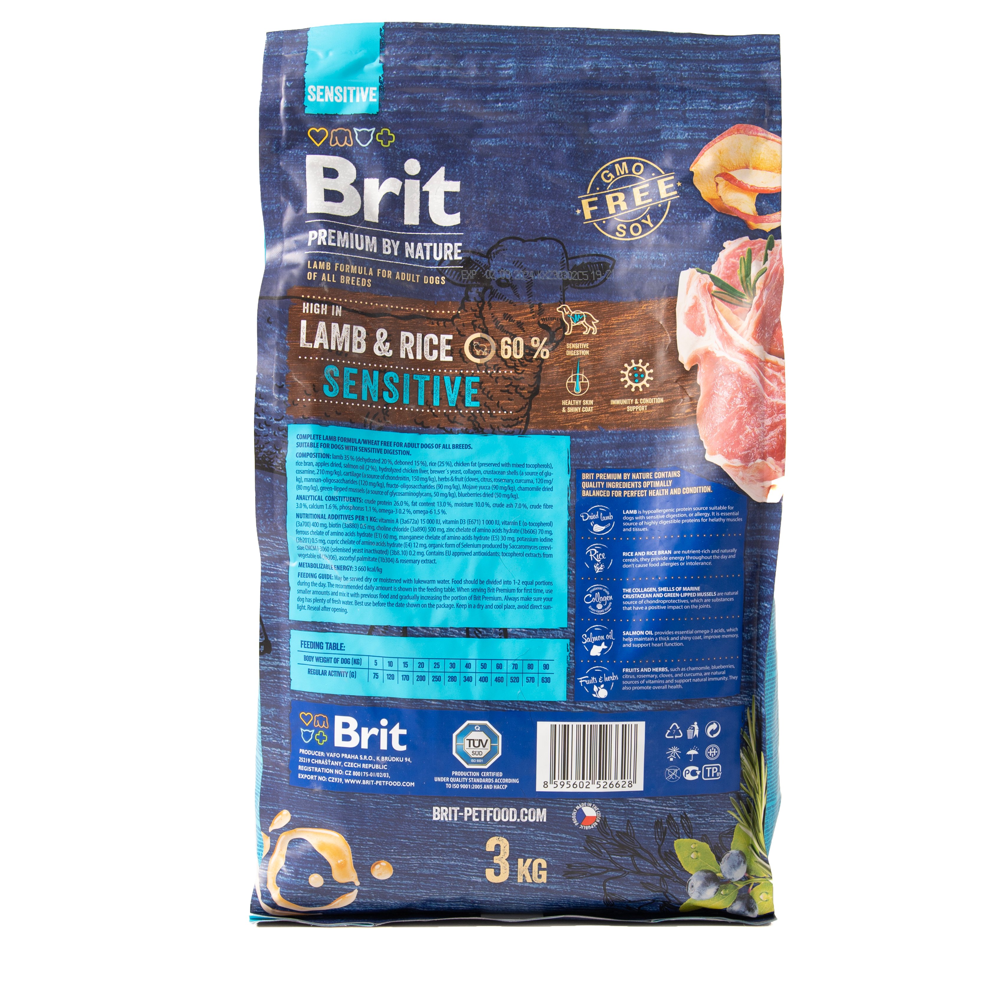 Сухий корм для собак з чутливим травленням Brit Premium Dog Sensitive Lamb, з ягням, 3 кг - фото 3
