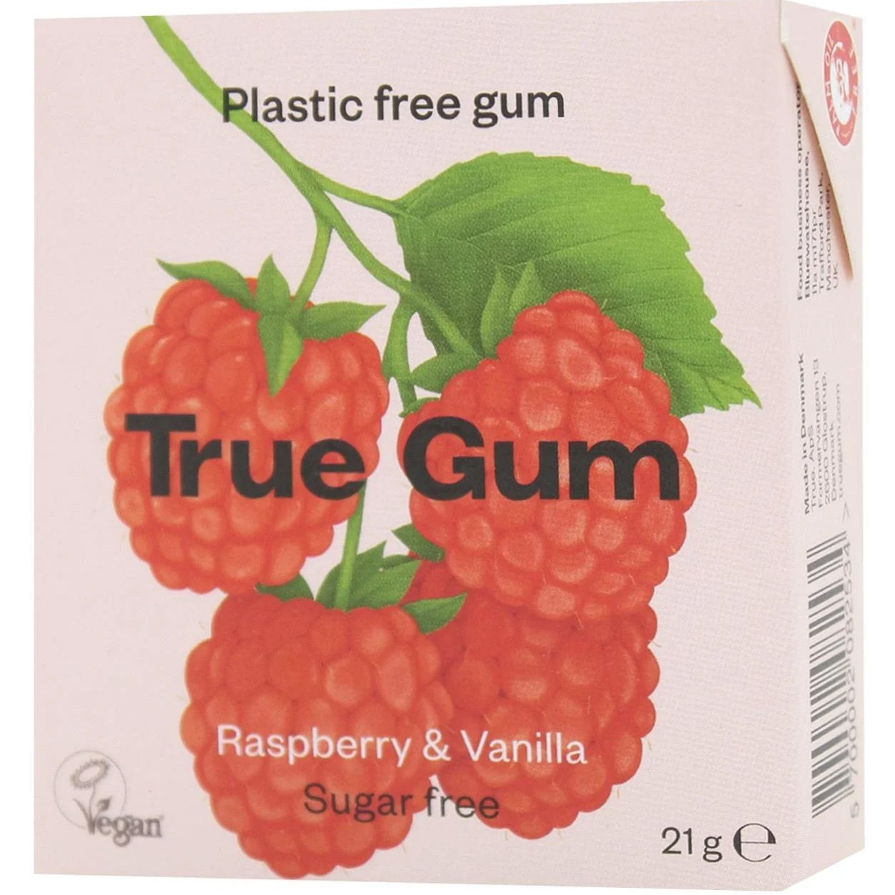 Жувальна гумка True Gum зі смаком малини та ванілі без цукру 21 г - фото 1