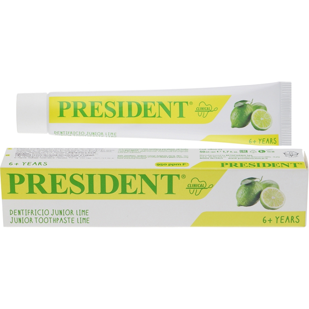 Зубная паста President Junior Toothpaste Lime 6+ years 50 мл - фото 1