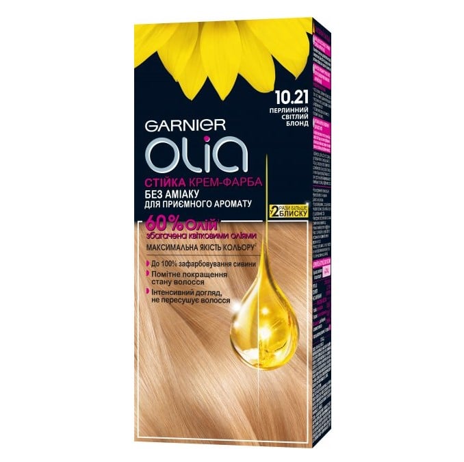 Фарба для волосся Garnier Olia, відтінок 10.21 (перловий світлий блонд), 112 мл (C6263900) - фото 1