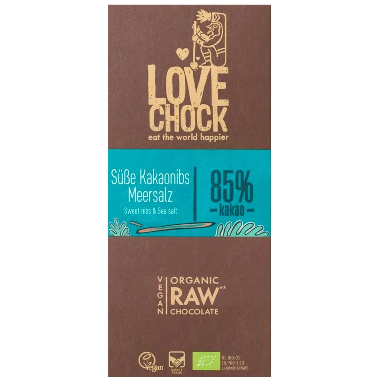 Шоколад сирий Lovechock Какао-боби та морська сіль органічний 85% 70 г - фото 1