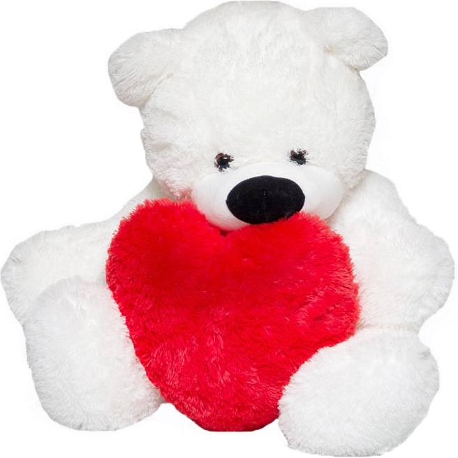 М'яка іграшка ведмедик Alina Бублик з серцем 70 см біла - фото 1
